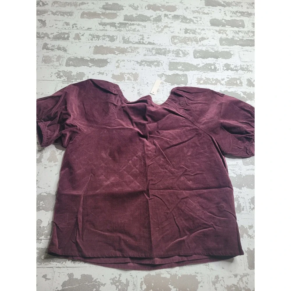 NEW Madewell Corduroy Puff-Sleeve Wrap Top Women's‎ Small 100% Cotton